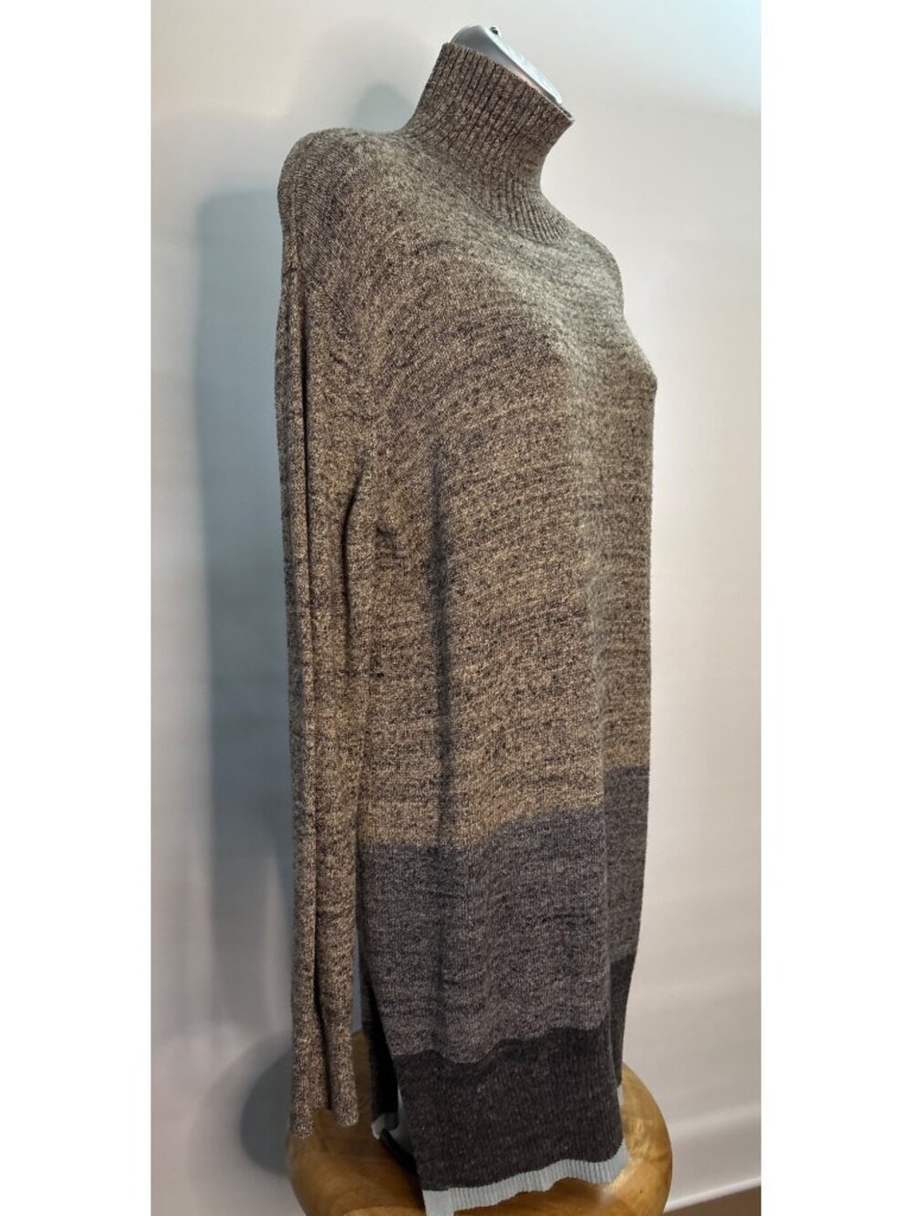 Women's Gap Stripe Snap Turtleneck Long Sleeve Sweater Tunic Gray Size Small - Picture 7 of 15
